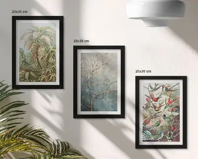 Bilderwand mit tropischen Pflanzen und farbenprächtigen Vögeln in der Natur