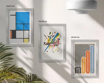 Fotowand mit abstrakten, modernen Kompositionen aus geometrischen Formen