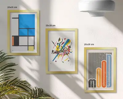 Fotowand mit abstrakten, modernen Kompositionen aus geometrischen Formen