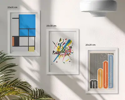 Fotowand mit abstrakten, modernen Kompositionen aus geometrischen Formen