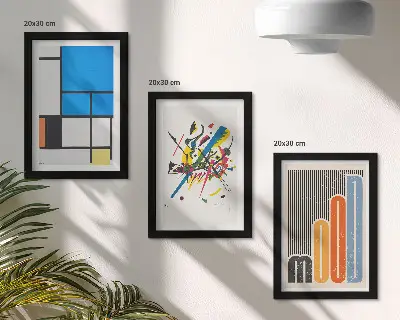 Fotowand mit abstrakten, modernen Kompositionen aus geometrischen Formen