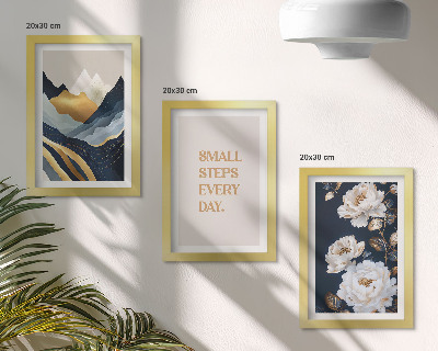 Bilderwand Abstrakte Berge, Blumen und inspirierende Schriftzüge