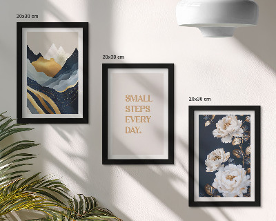 Bilderwand Abstrakte Berge, Blumen und inspirierende Schriftzüge