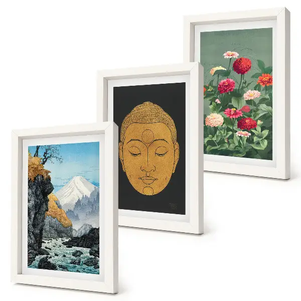 Fotowand mit japanischer Natur und Kultur im Japandi-Stil