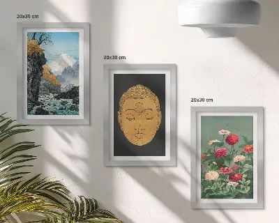 Fotowand mit japanischer Natur und Kultur im Japandi-Stil