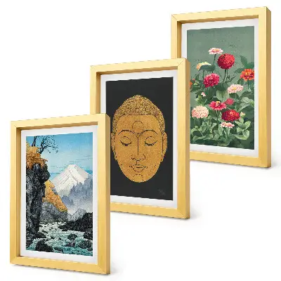 Fotowand mit japanischer Natur und Kultur im Japandi-Stil