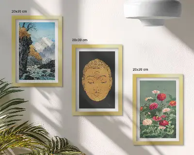 Fotowand mit japanischer Natur und Kultur im Japandi-Stil