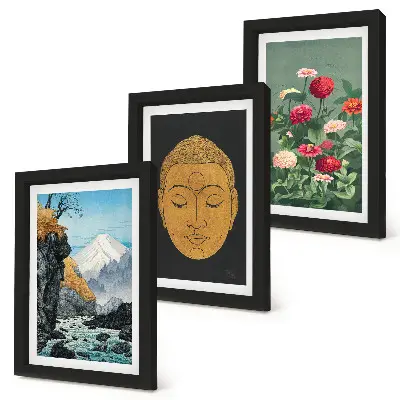 Fotowand mit japanischer Natur und Kultur im Japandi-Stil