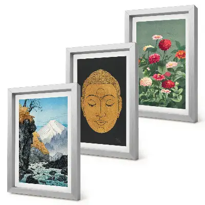 Fotowand mit japanischer Natur und Kultur im Japandi-Stil