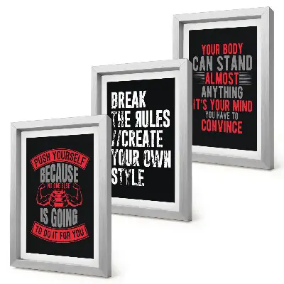 Fotowand mit Motivationssprüchen für Training und Selbstentwicklung