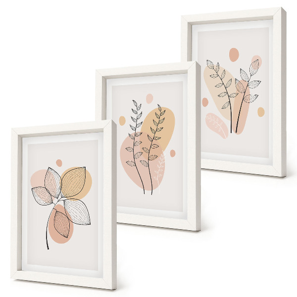 Fotowand Minimalistische Pflanzenzeichnungen in Pastellfarben