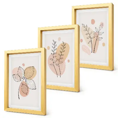 Fotowand mit minimalistischen Pflanzenzeichnungen in Pastellfarben