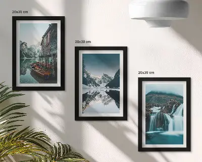 Fototapete Berglandschaft mit Wasserfall und See