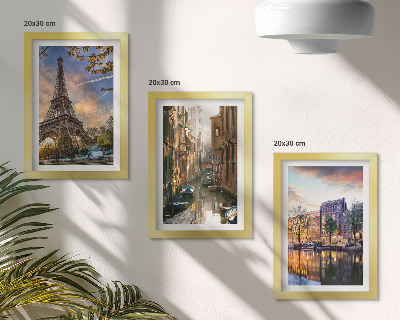 Bilderwand Der Eiffelturm, die Kanäle von Venedig und die Straßen von Amsterdam