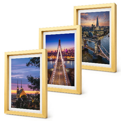 Bilderwand Stadtansichten mit Brücken und Sonnenuntergängen