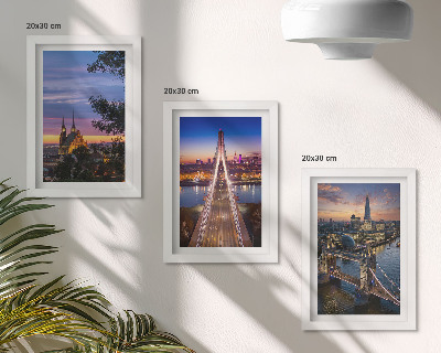 Bilderwand Stadtansichten mit Brücken und Sonnenuntergängen