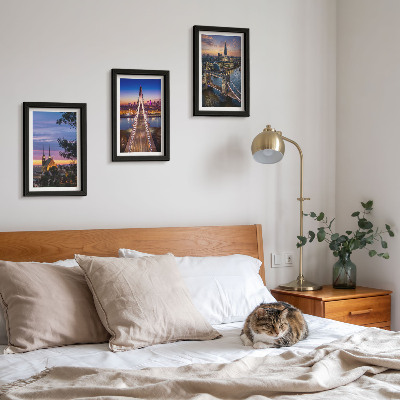 Bilderwand Stadtansichten mit Brücken und Sonnenuntergängen