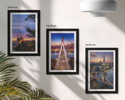 Bilderwand Stadtansichten mit Brücken und Sonnenuntergängen