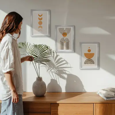 Bilderwand im boho-minimalistischen Design