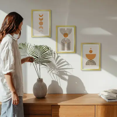 Bilderwand im boho-minimalistischen Design