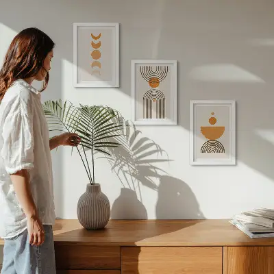 Bilderwand im boho-minimalistischen Design