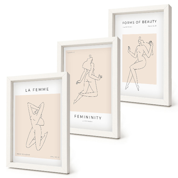 Bilderset mit rahmen Lineare Silhouetten von Frauen auf minimalistischen Postern