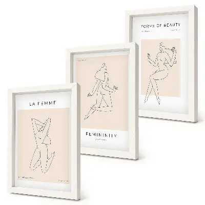 Bilderset mit Rahmen minimalistische Poster mit linearen Frauensilhouetten