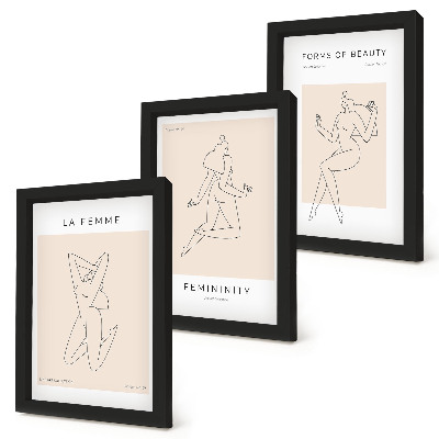 Bilderset mit rahmen Lineare Silhouetten von Frauen auf minimalistischen Postern