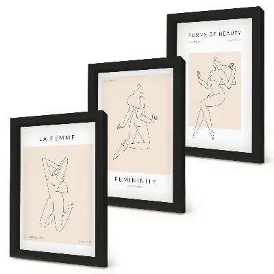 Bilderset mit Rahmen minimalistische Poster mit linearen Frauensilhouetten