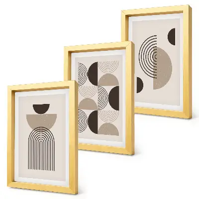 Bilderwand mit abstrakten geometrischen Mustern im minimalistischen Design