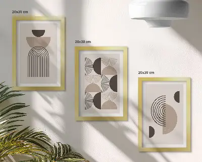 Bilderwand mit abstrakten geometrischen Mustern im minimalistischen Design