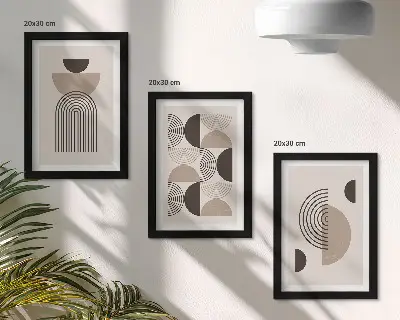 Bilderwand mit abstrakten geometrischen Mustern im minimalistischen Design
