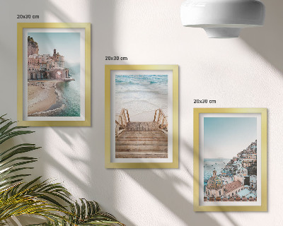 Fotowand Sommerliche Pastellfarben mit Küstenarchitektur und Strand