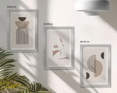 Fotowand mit abstrakten geometrischen Formen und Gesichtssilhouette