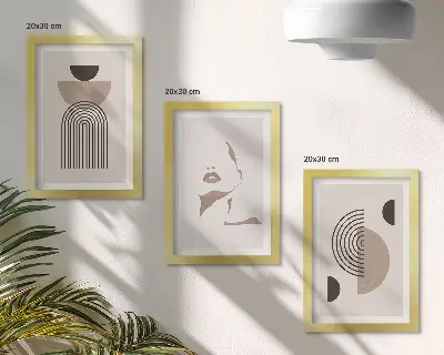 Fotowand mit abstrakten geometrischen Formen und Gesichtssilhouette