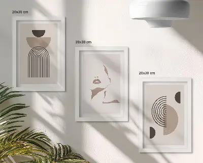 Fotowand mit abstrakten geometrischen Formen und Gesichtssilhouette
