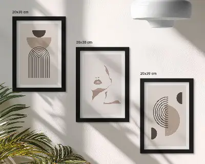 Fotowand mit abstrakten geometrischen Formen und Gesichtssilhouette