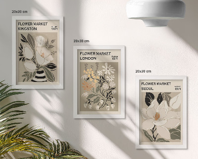 Bilderwand Retro-Blumen aus verschiedenen Städten der Welt