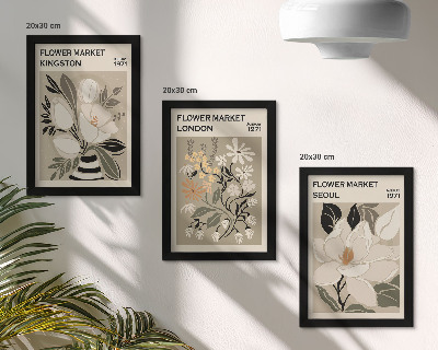 Bilderwand Retro-Blumen aus verschiedenen Städten der Welt