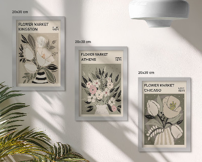 Bilderset mit rahmen Blumenarrangements im Retro-Stil aus verschiedenen Städten