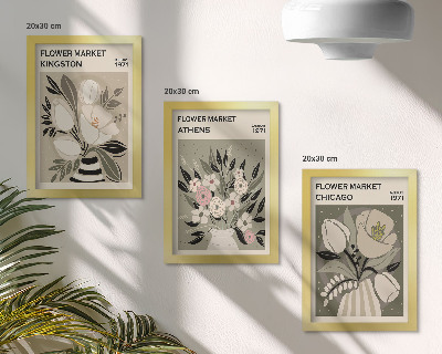 Bilderset mit rahmen Blumenarrangements im Retro-Stil aus verschiedenen Städten