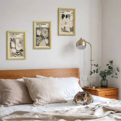 Bilderwand mit Blumenmotiven von Märkten in Kingston, Chicago und Seoul im Retro-Stil
