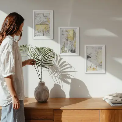 Bilderwand mit abstrakten minimalistischen Malmustern in modischem Design