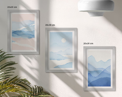 Fotowand Blaue und rosa Berglandschaften in Aquarell