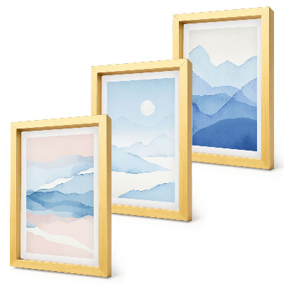Fotowand Blaue und rosa Berglandschaften in Aquarell