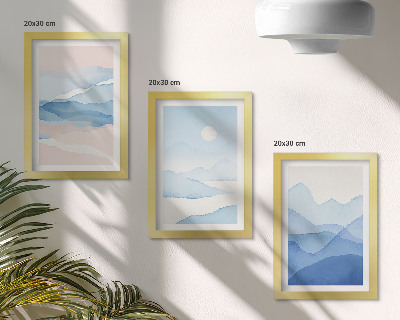 Fotowand Blaue und rosa Berglandschaften in Aquarell