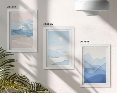 Fotowand Blaue und rosa Berglandschaften in Aquarell