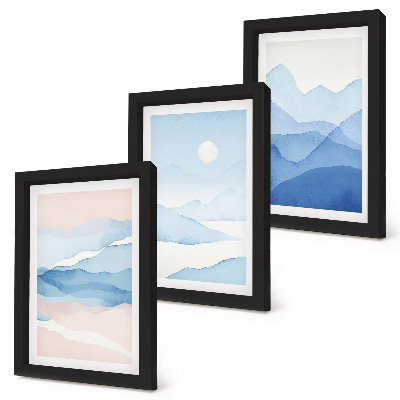 Fotowand Blaue und rosa Berglandschaften in Aquarell
