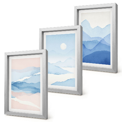 Fotowand Blaue und rosa Berglandschaften in Aquarell