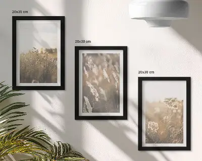 Fotowand Landschaft mit Gräsern und Blumen in warmen Farbtönen